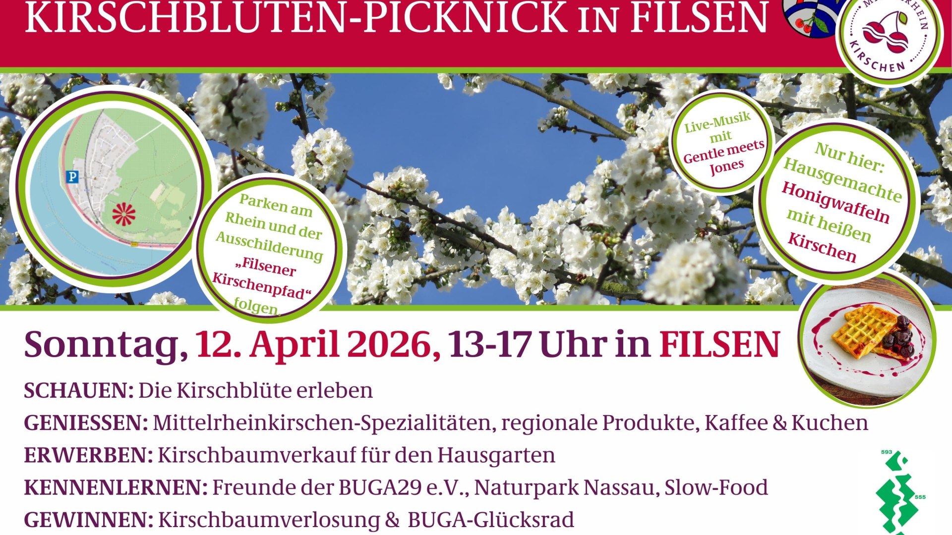 Plakat_Kirschblütenpicknick | © Zweckverband Welterbe Oberes Mittelrheintal Plakat_Kirschblütenpicknick | © Zweckverband Welterbe Oberes Mittelrheintal