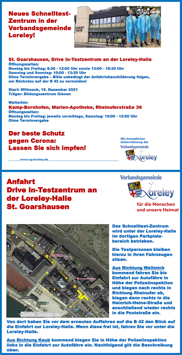 Schnellteststation VG Loreley Schnellteststation VG Loreley