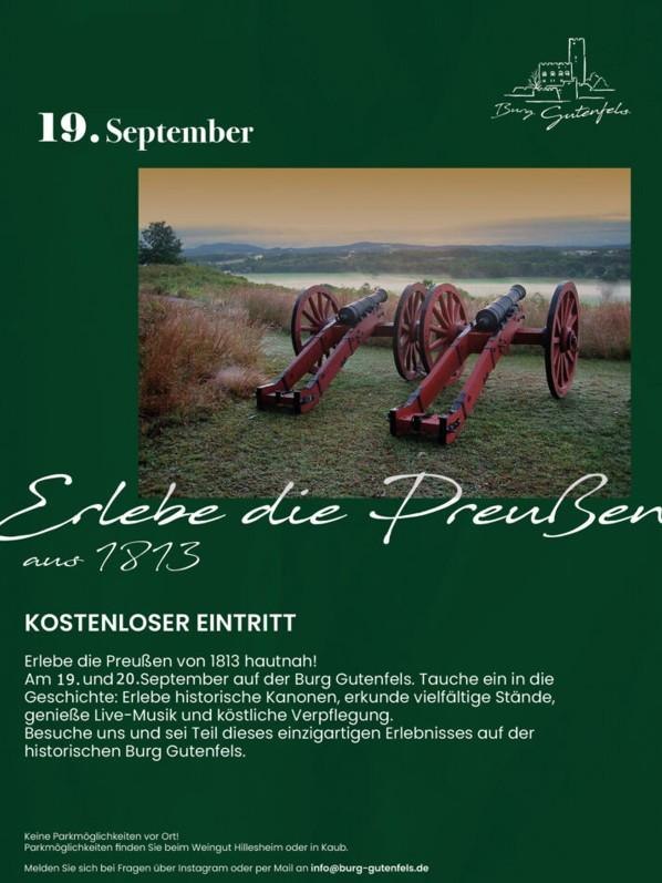 Flyer - Erlebe die Preußen | © Burg Gutenfels Flyer - Erlebe die Preußen | © Burg Gutenfels