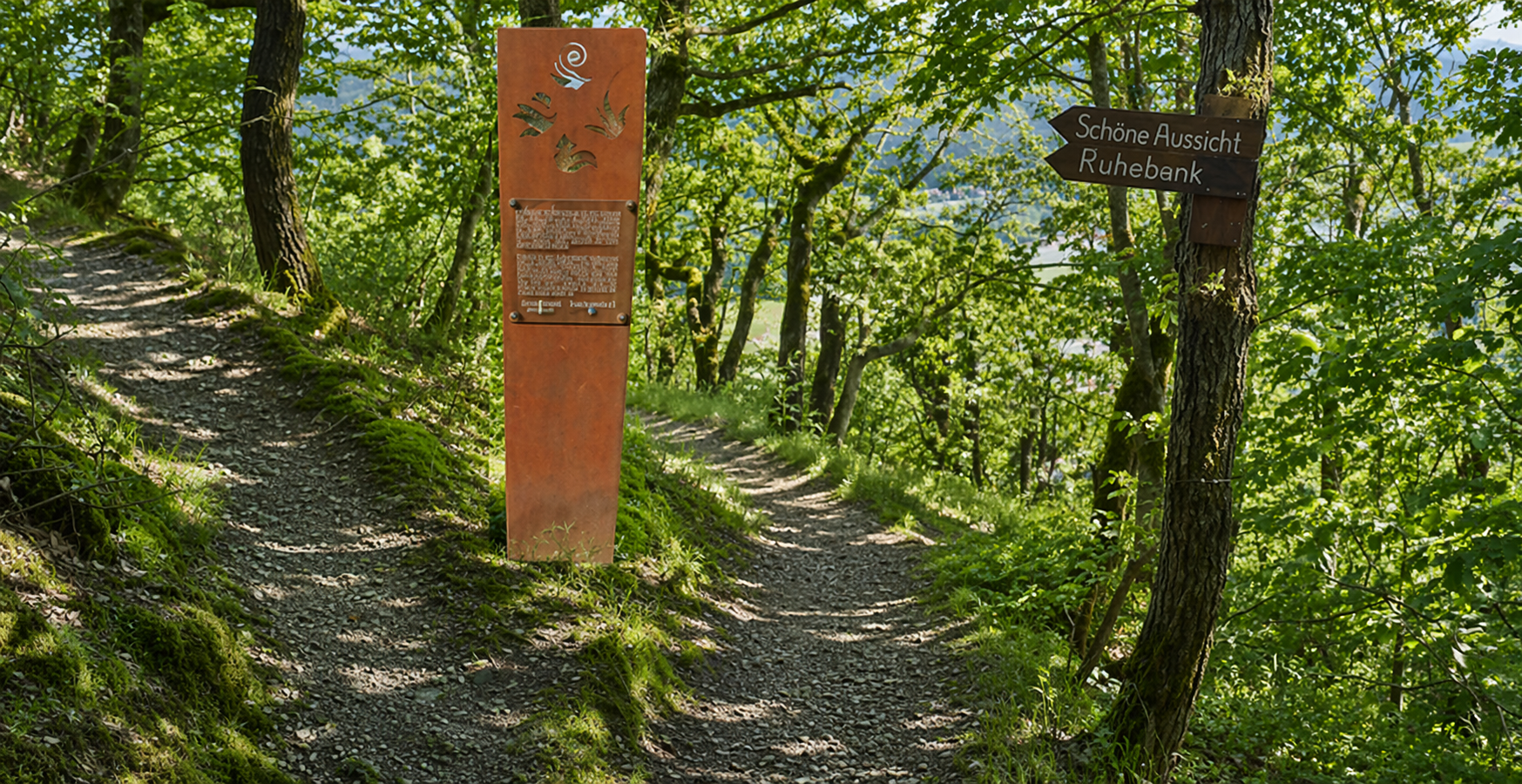 Infostele Burg Maus | © Armin Schaust - KI bearbeitet Infostele Burg Maus | © Armin Schaust - KI bearbeitet